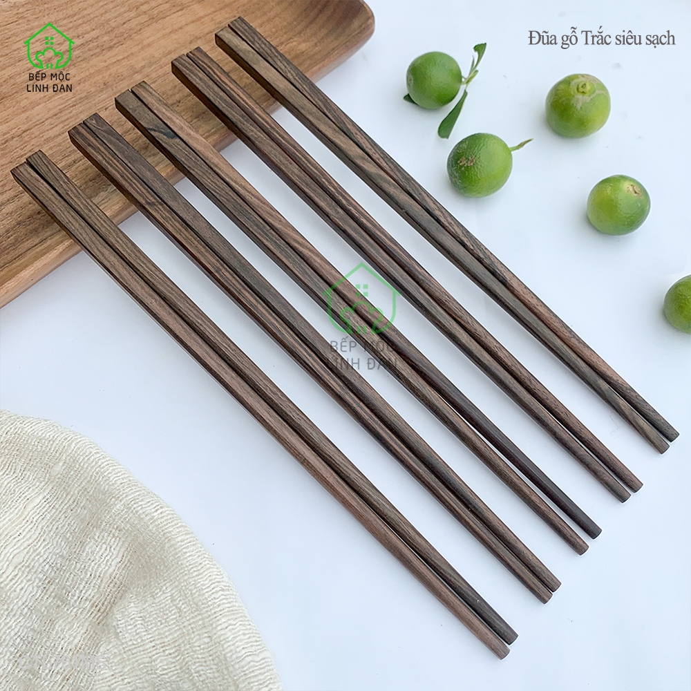 (5 Đôi) Đũa Gỗ Mun Sọc Tự Nhiên Để Mộc - Kháng Khuẩn Siêu Sạch [CTL701MS-5]