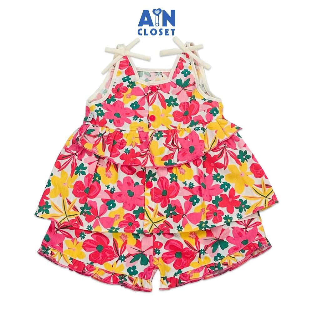 Bộ quần áo ngắn họa tiết hoa Moonflower hồng vàng cotton - AICDBG5ZOB1H - AIN Closet