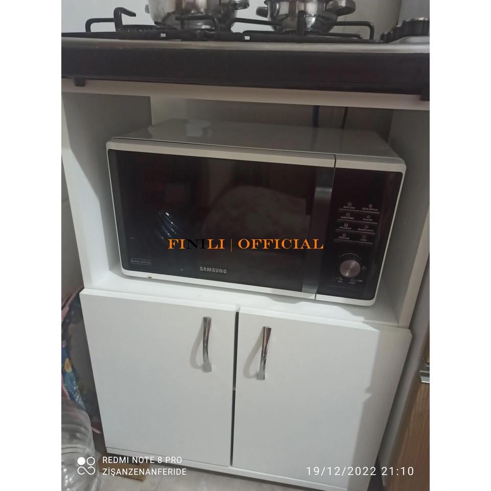 Tủ bếp dựng lò vi sóng FINILI đựng chén đĩa gia vị nhà bếp hiện đại 2 cánh mở màu trắng FNL0203
