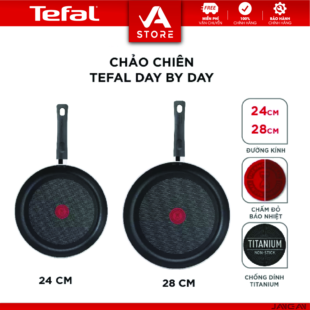 Chảo chiên Tefal Day By Day 24cm, 28cm - Hàng Chính Hãng