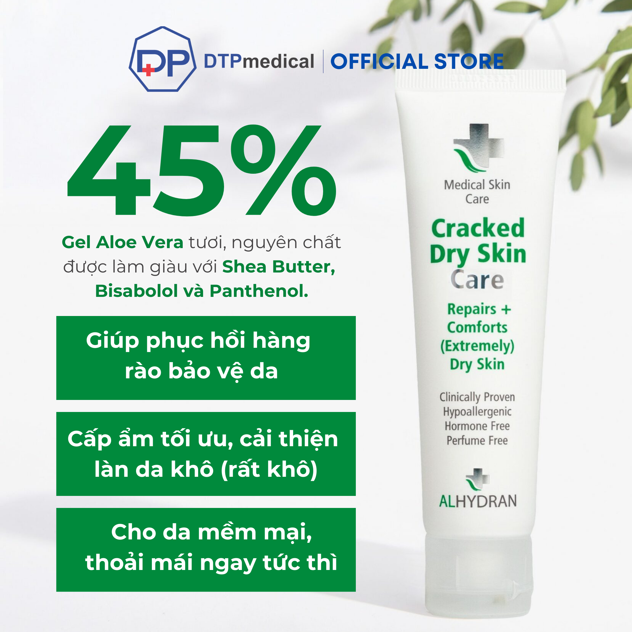 Kem bôi y tế ALHYDRAN Cracked Dry Skin Care phục hồi và làm dịu da bị khô nứt, cung cấp dưỡng chất ngay lập tức cho da