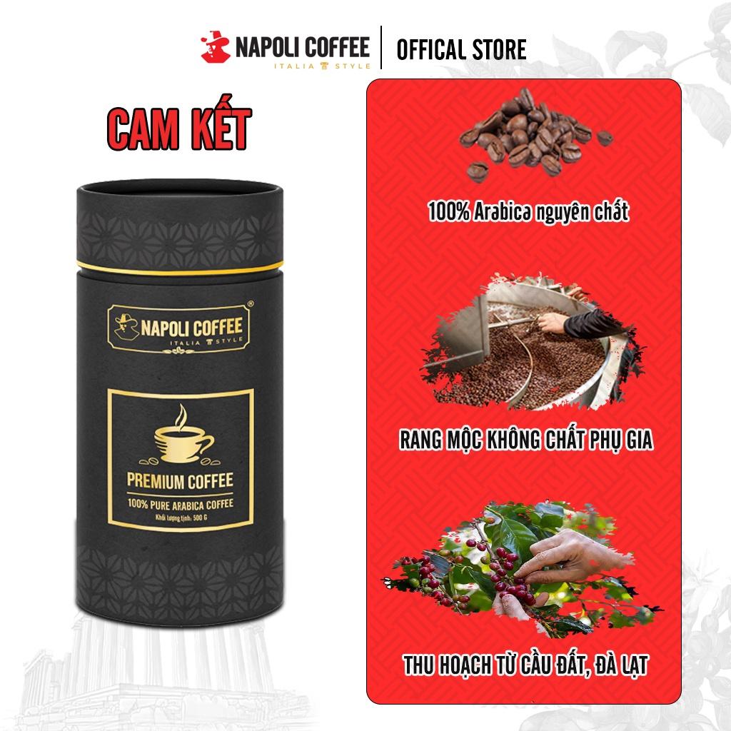 Cà phê cao cấp từ Arabica/Robusta Cầu Đất Rang Xay Napoli Premium Coffee 500g/lon - Cafe sạch, Vị Chua Thanh, Hậu Ngọt Dịu
