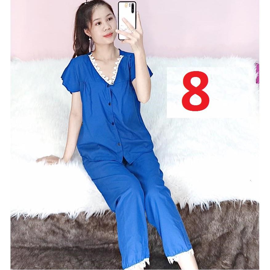 Bộ kate lụa cổ ren tim - quần dài tay bèo - ẢNH THẬT