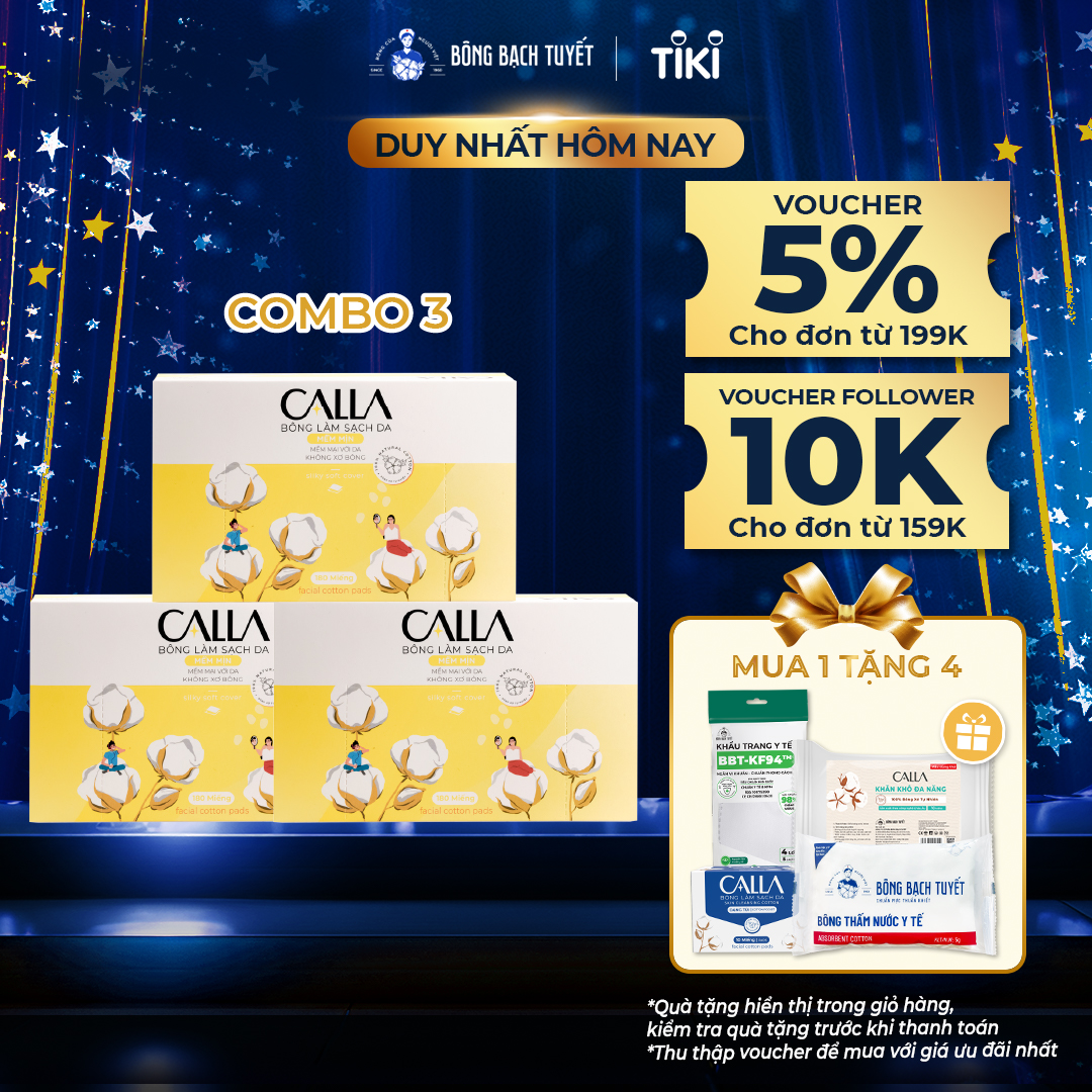Combo 3 Hộp Bông tẩy trang làm sạch da Bông Bạch Tuyết Calla Mềm Mịn