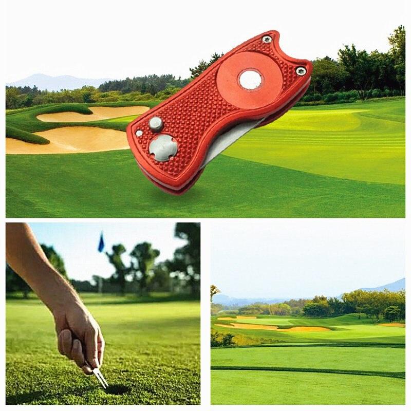 2020 New Mini Foldable Golf Divot Tool Marker Pitch Cleaner Golf Pitchfork Putting Green Fork Golf Ball Tools Golf Accessories