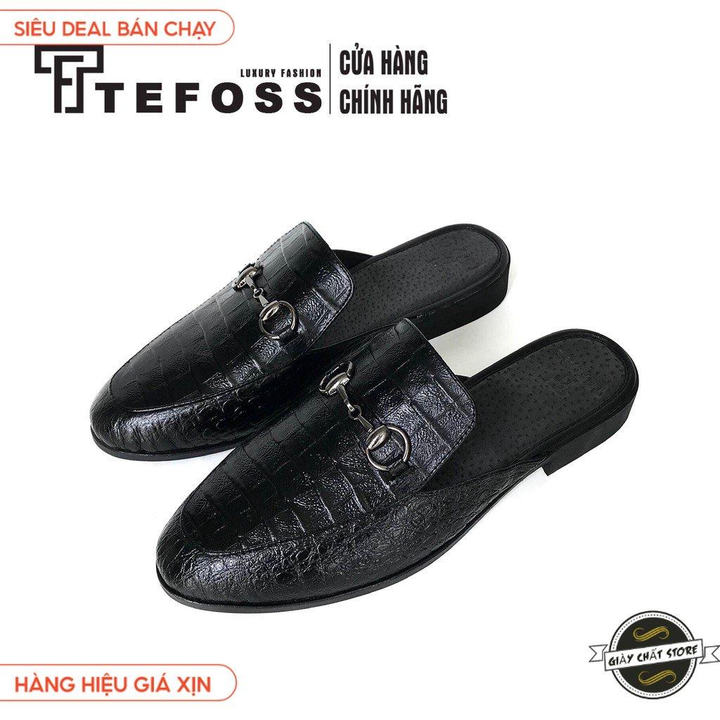 Giày sục nam TEFOSS Mules shoe da Pu in vân cá sấu cao cấp size 38-43 03