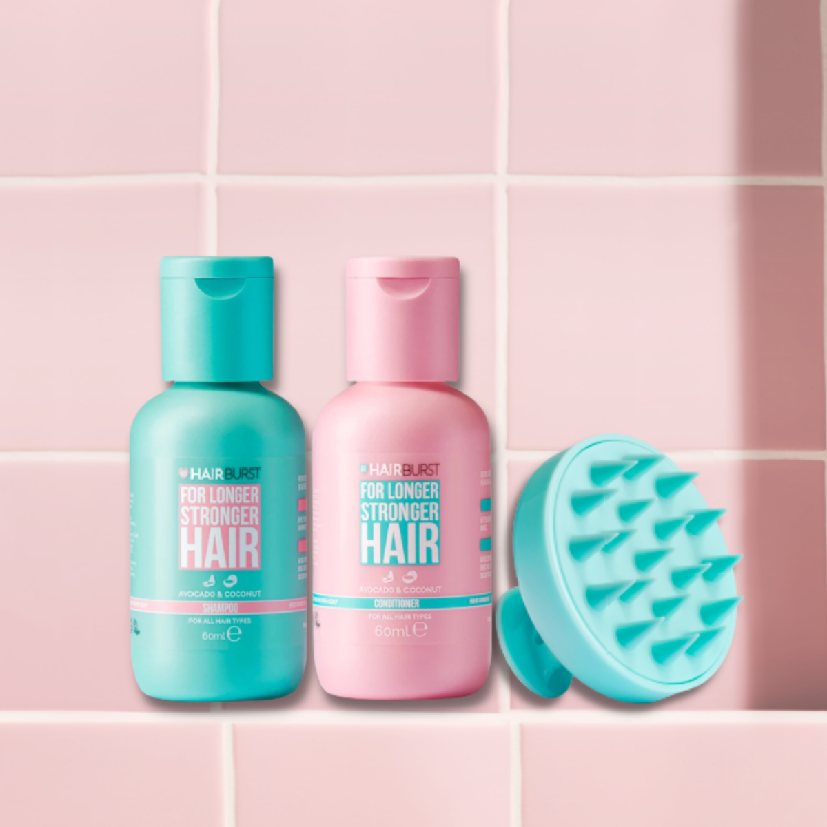 Combo chăm sóc da đầu set gội xả travel 60ml/chai + lược gội đầu Hairburst