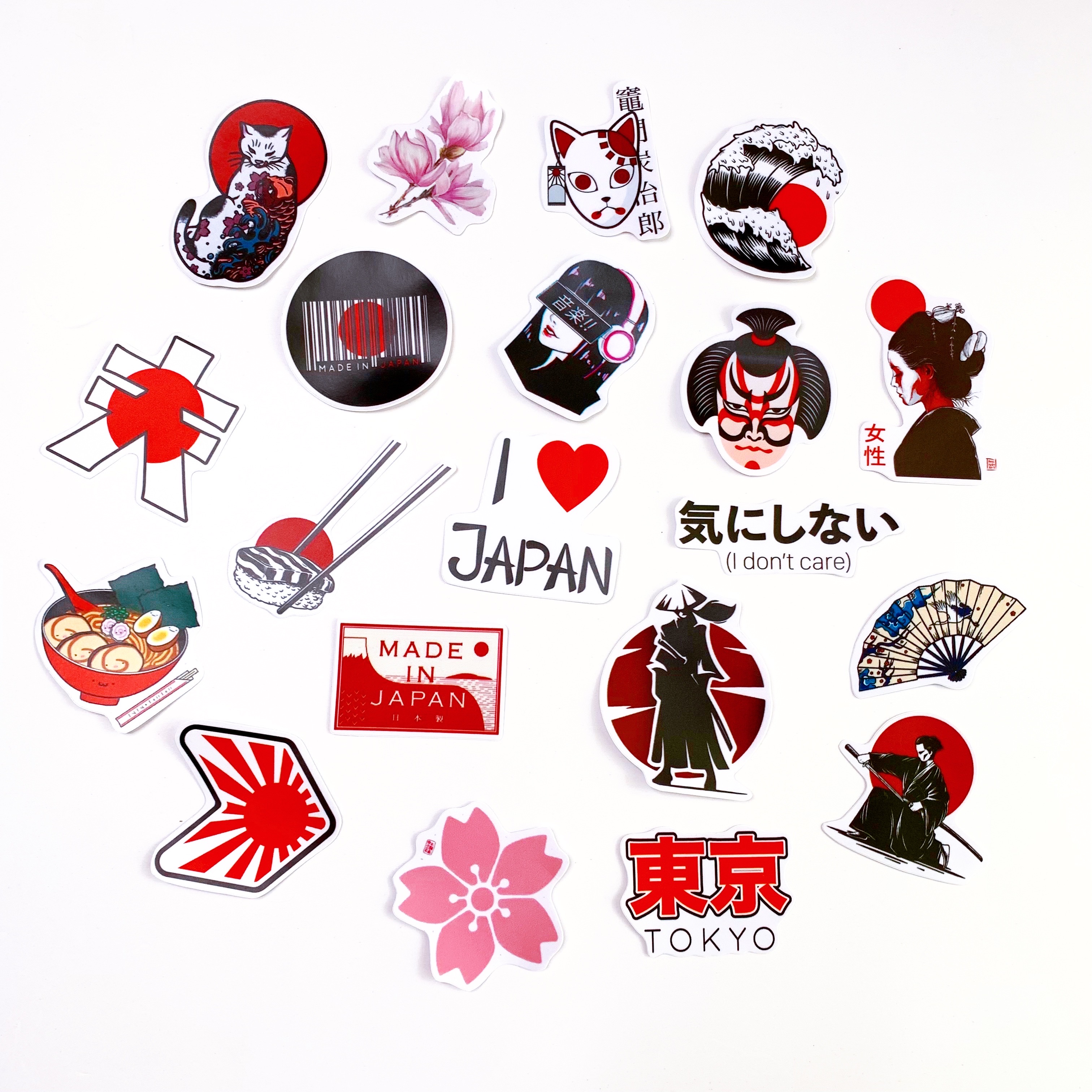 Sticker chủ đề Nhật Bản Japan - Chất Liệu PVC Chất Lượng Cao Chống Nước - Kích Thước 4-8cm