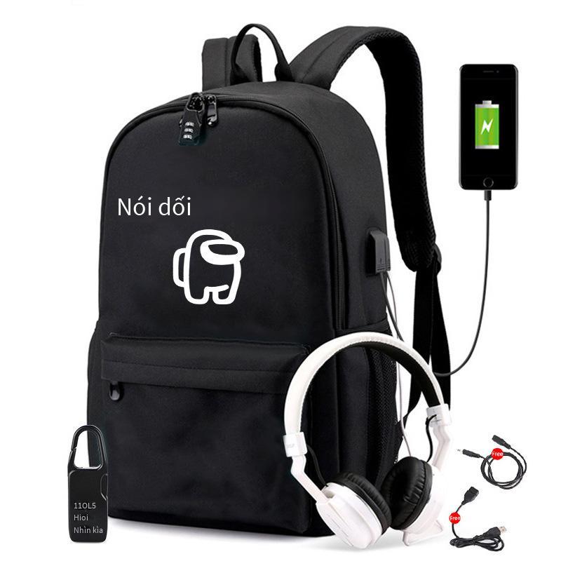 Phong cách mới nhất mới nhất trong số chúng ta Sạc USB học sinh tiểu học thời trang công suất lớn du lịch ngoài trời túi máy tính túi đi học ba lô