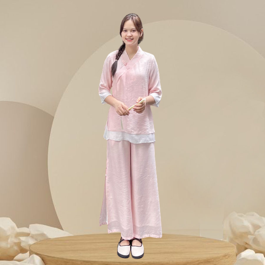 Quần áo đi lễ chùa, ngồi thiền, tập yoga dưỡng sinh - Bộ Cánh Hạc Giao Duyên