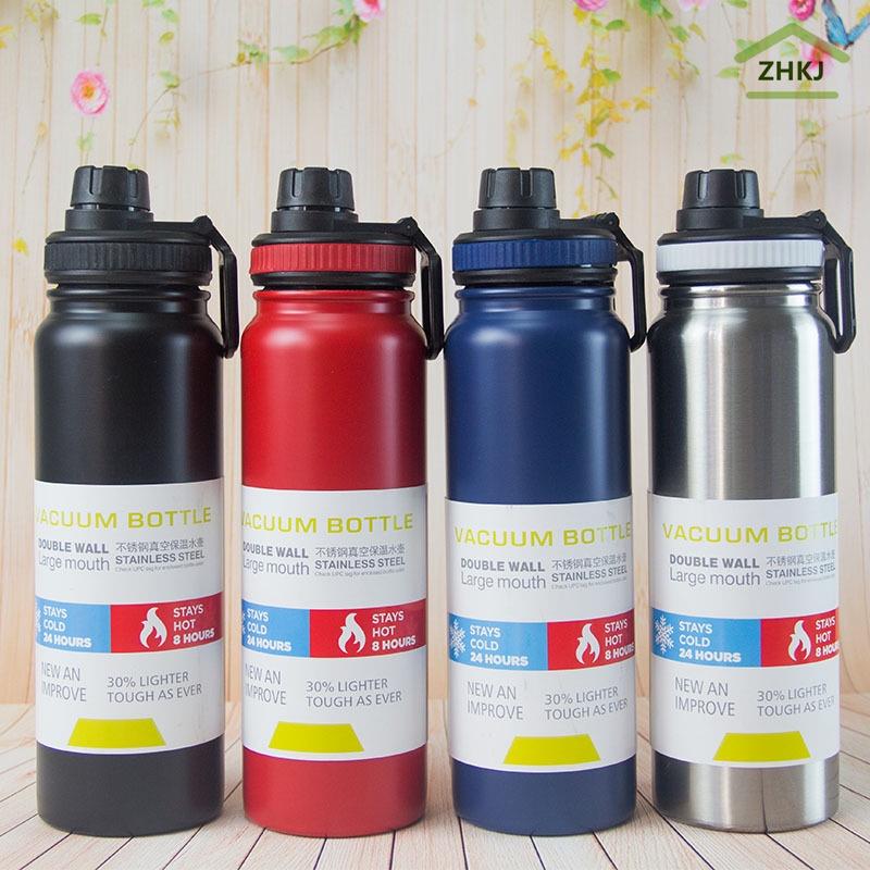 Bình Nước Giữ Nhiệt Bằng Thép Không Gỉ Dung Tích 600ML 800ML 1000ML 4 Màu Tùy Chọn