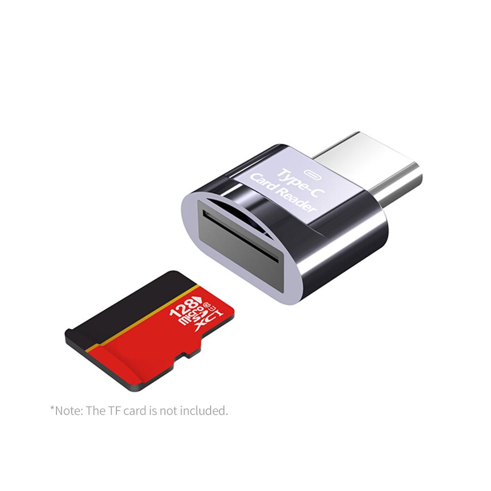 Mini Type-C Card Reader Support USB 3.1 Type-C Port Memory Card Reader for Type-C Port Phone Tablet Laptop Grey