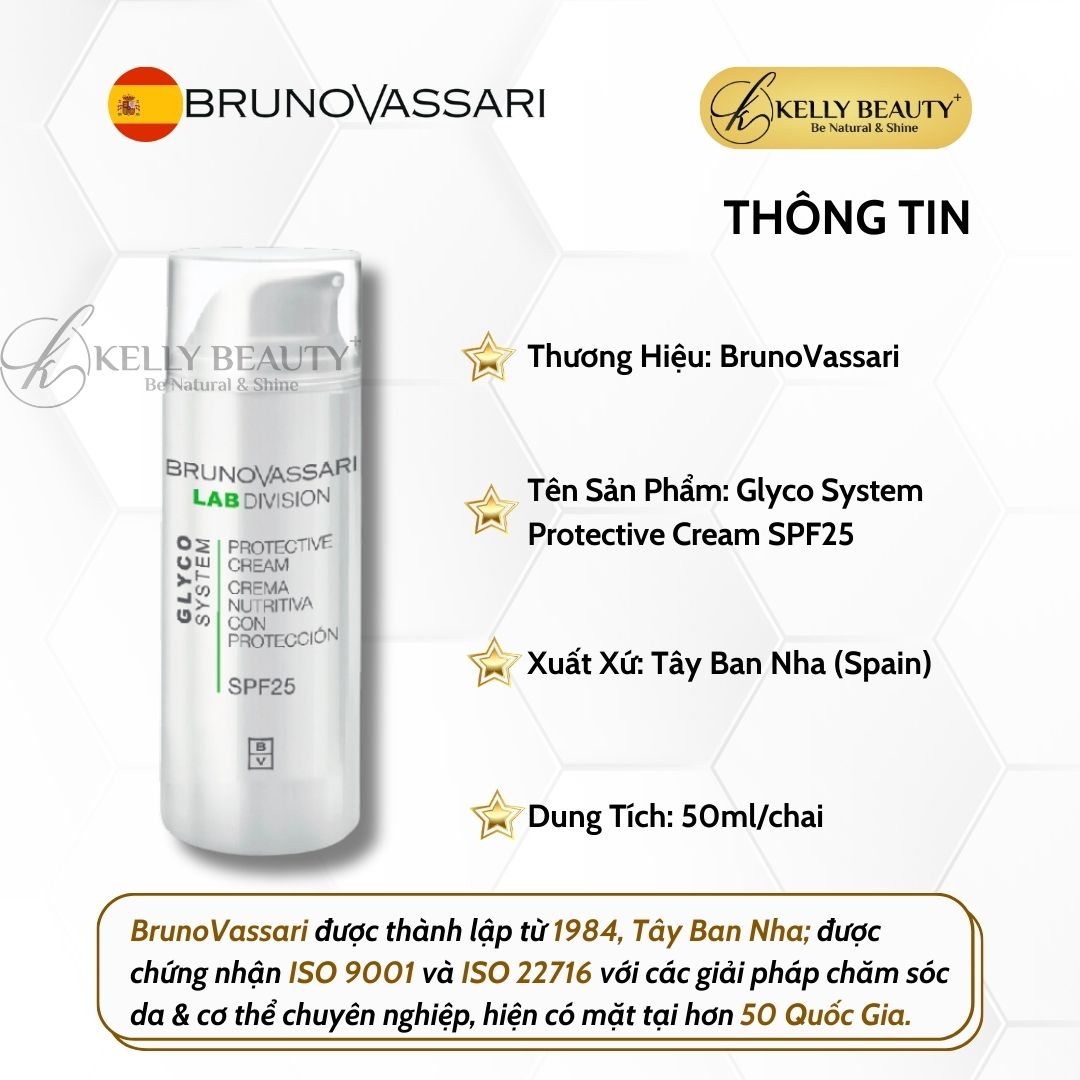 Kem Dưỡng Ngày Phục Hồi Độ Ẩm Glyco System - Protective Cream SPF 25 - BrunoVassari | Kelly Beauty