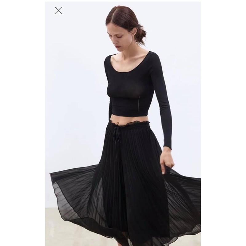 Quần váy voan xếp ly