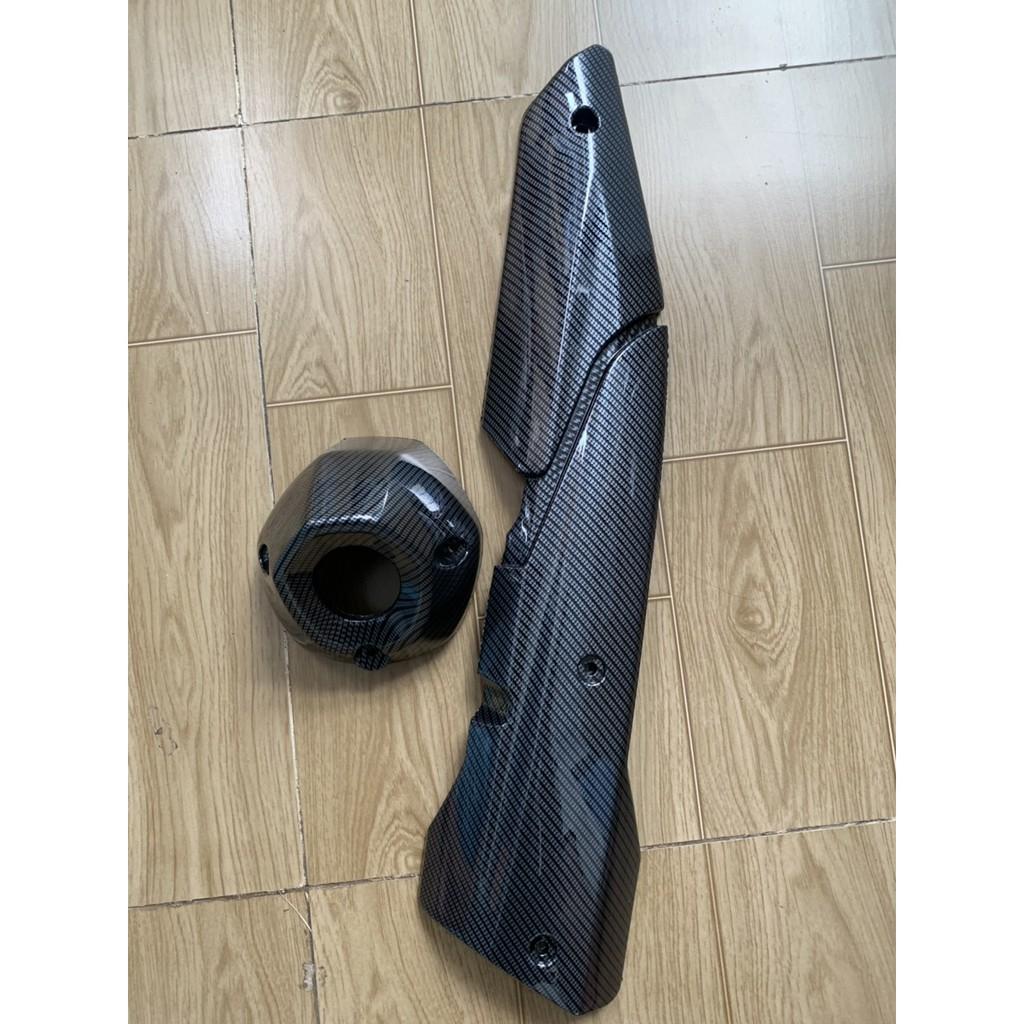 Ốp pô và chụp đích pô xe exciter 155 màu carbon