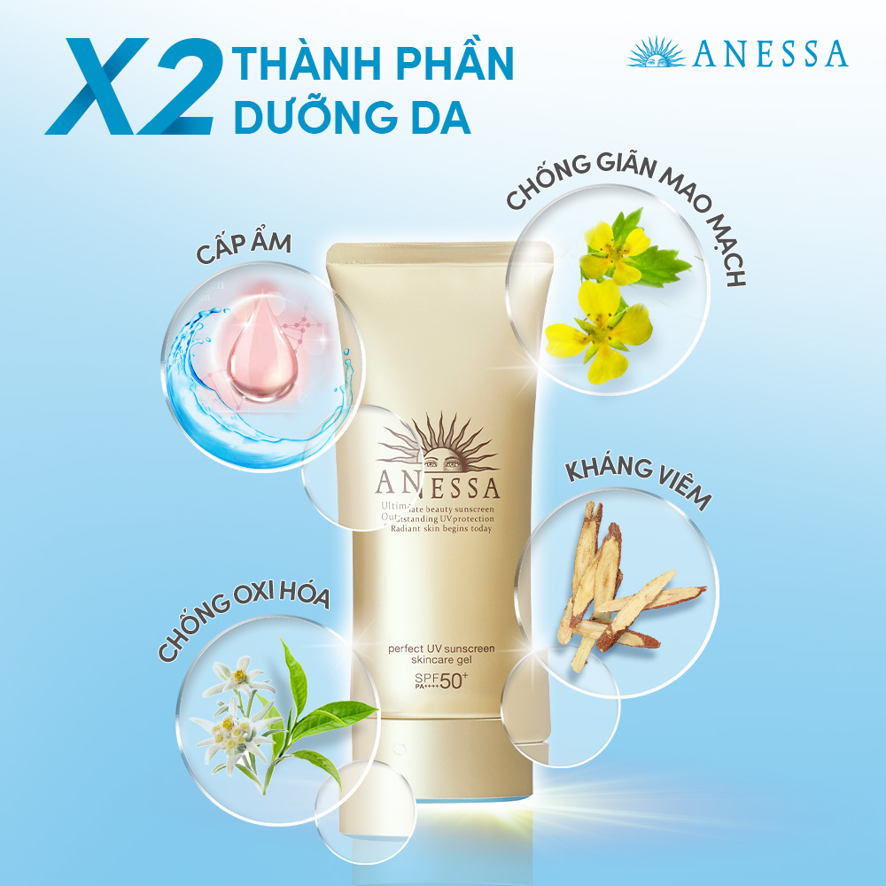 Kem chống nắng dạng gel dưỡng ẩm bảo vệ hoàn hảo Anessa Perfect UV Sunscreen Skincare Gel SPF50+ PA++++ 90g