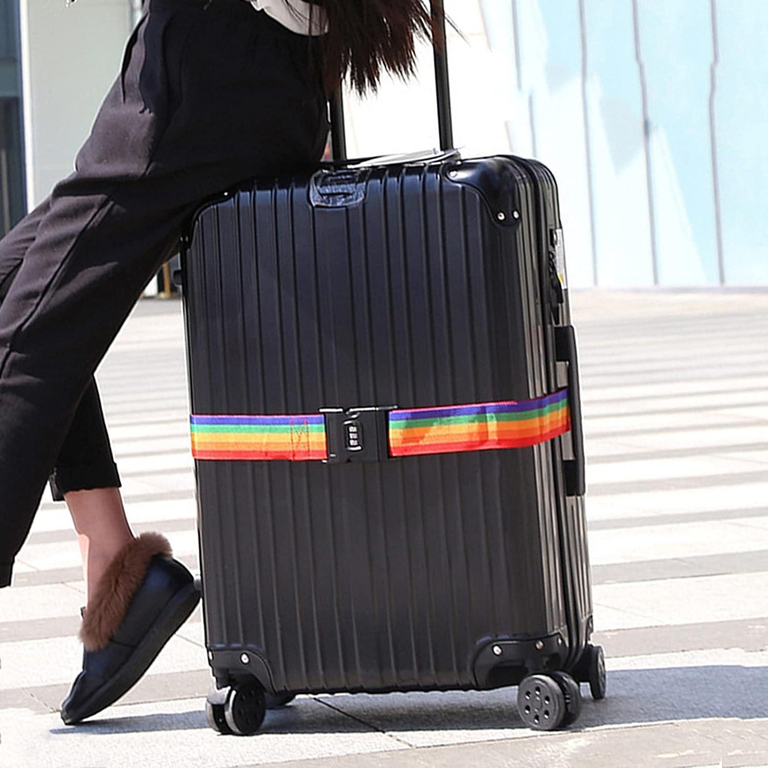 Điều chỉnh dây đai hành lý có thể điều chỉnh dây đai Vali Valscle Dây đai với khóa kết hợp có thể điều chỉnh, 2PCS