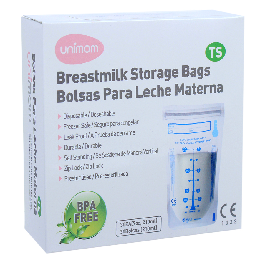 Hộp 30 Túi Đựng Sữa Mẹ (Trữ Sữa Mẹ) Cảm Ứng Nhiệt Unimom UM870176 (210ml)