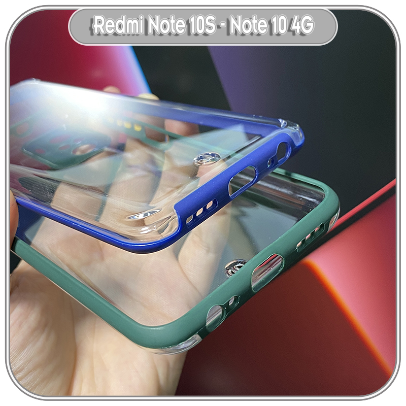 Ốp Lưng cho Xiaomi Redmi Note 10S - Note 10 4G PC Trong Suốt Viền Màu Mỏng ,Che Camera