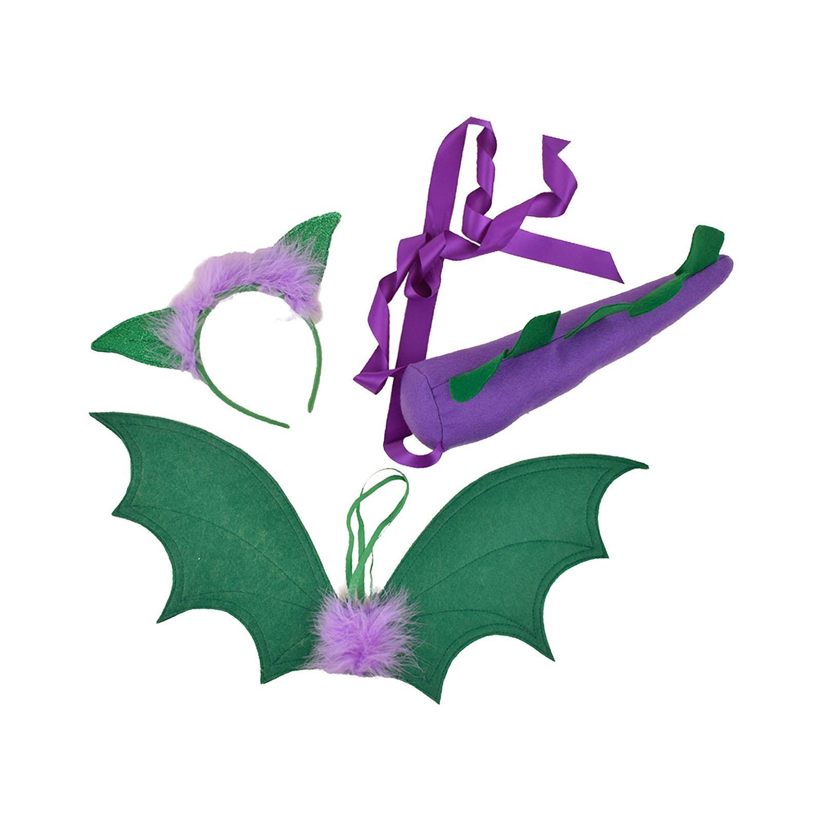 3Pcs Kids Dragon Costume Child Dinosaur Wing Tail Set for Role Play Birthday