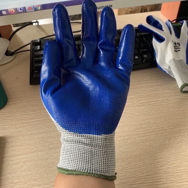 Găng tay bảo hộ lao động phủ sơn xanh hàng loại 1- gắng tay dày dặn, siêu bền