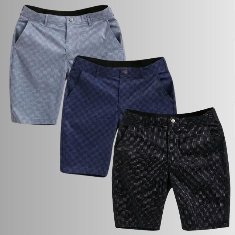 Quần Short Nam kẻ Ca Rô Cao Cấp Thanh Lịch Mặc Mát, Không Nhăn,Co Giãn Cực Êm – Mặc Cả Ngày Không Nóng - Combo2 Quần:Đen+Xanh