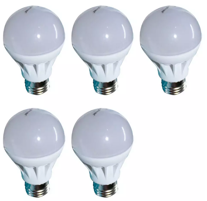 Đèn LED búp nhựa phủ matt cao cấp bộ 5 cái Gnesco 5W (sáng trắng)