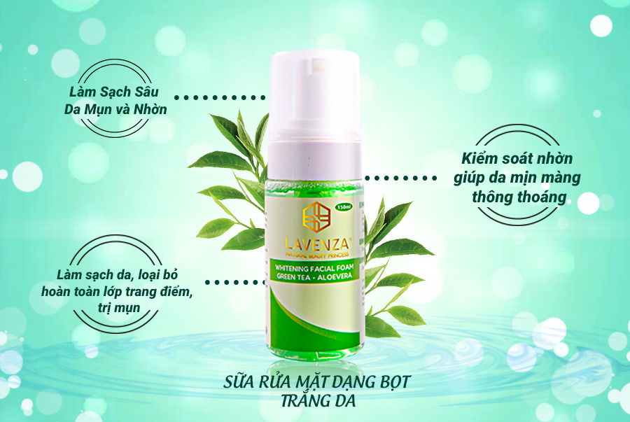 Sữa rửa mặt dạng bọt trắng da Facial Foam Green tea - Aloevera 150ml