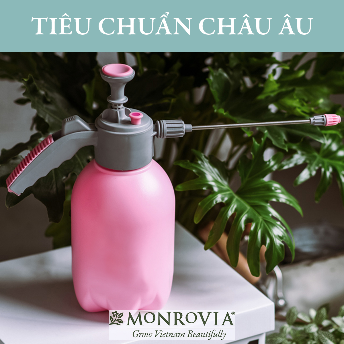 Bình xịt tưới cây MONROVIA 2 lít, bán tự động, phun sương tưới cây cảnh, vòi dài, tặng vòi ngắn, màu xanh, tiêu chuẩn Châu Âu