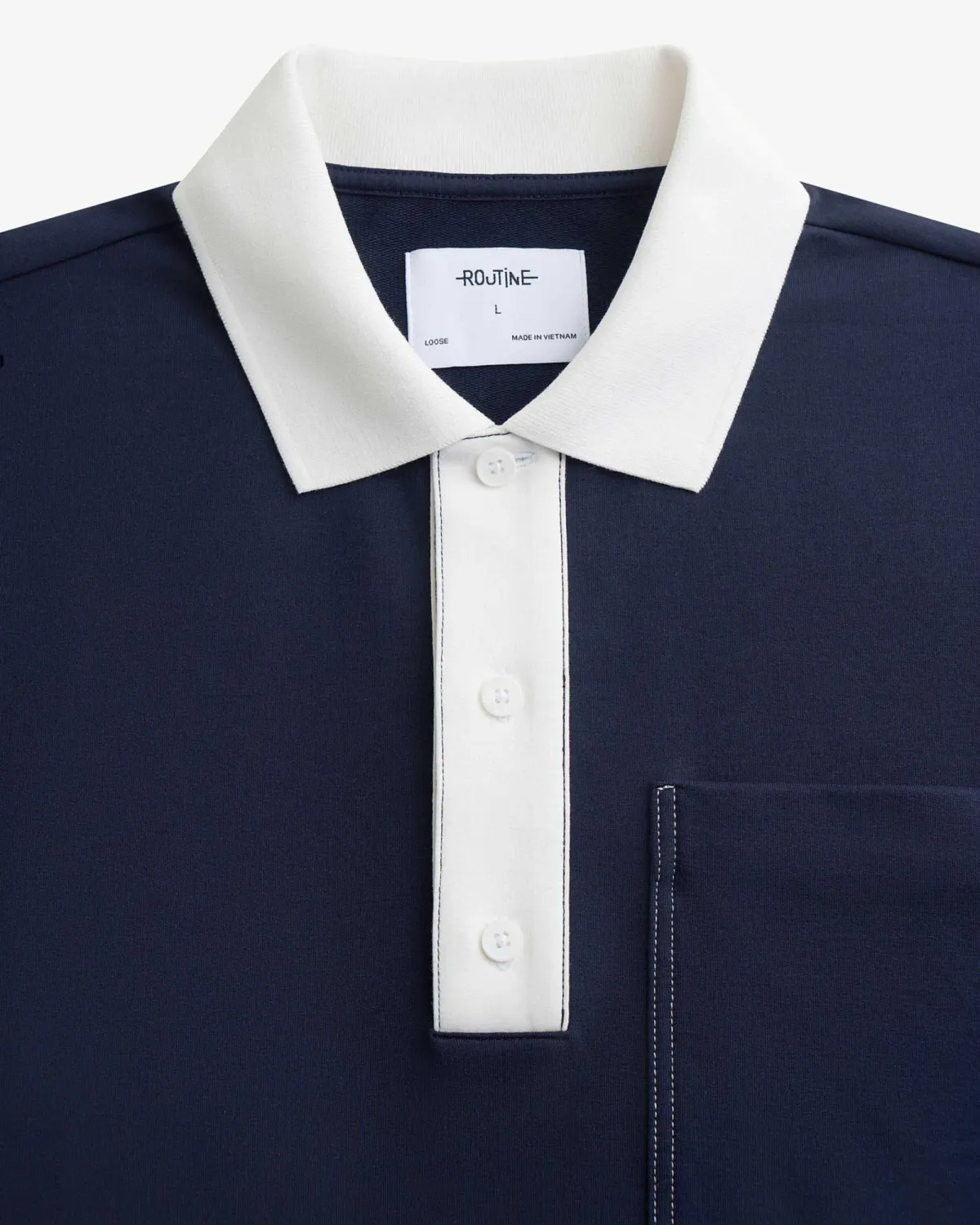 Áo polo ROUTINE Xanh navy phối màu có túi form Loose - 10F24POL017 | LASTORE MENSWEAR