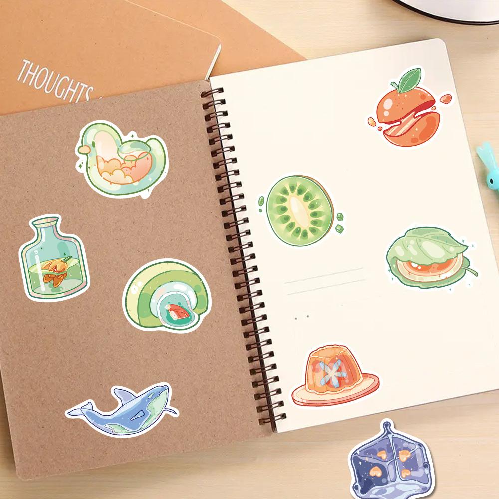 Sticker đồ ngọt jelly pudding hoạt hình cute trang trí mũ bảo hiểm, guitar, ukulele, điện thoại, sổ tay, laptop-mẫu S16