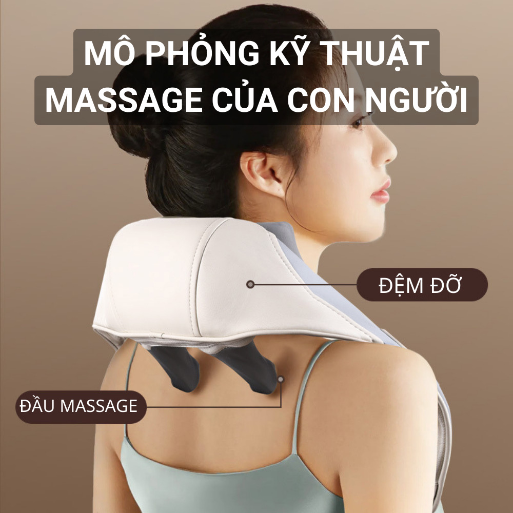 ￼Máy massage cổ vai gáy với 6 đầu mát xa nâng cấp chất liệu silicon, kết hợp chườm nóng giảm đau nhức