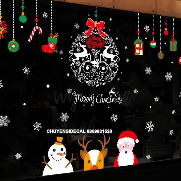 COMBO Decal dán tường Noel - Rèm dây nhân vật kết hợp Vòng Nai