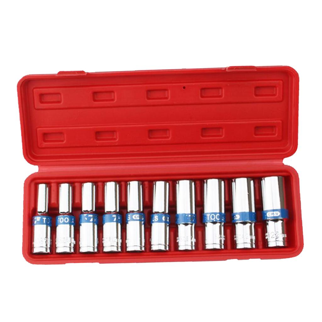 10 Miếng 1/2 Inch Lục Giác Ổ Tác Động Sâu Ổ Cắm Tay Lục Lạc Không Cờ Lê