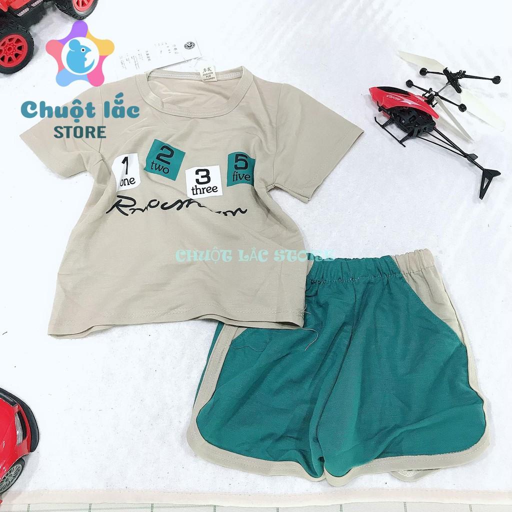 Bộ quần áo bé trai mùa hè chất cotton đũi mát mẻ hình số