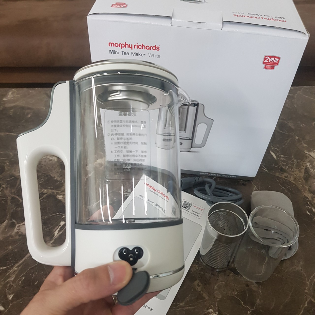 Bình đun nước, pha trà đa chức năng Morphy Richards MR6086, dung tích 600ml, công suất 400W - Hàng chính hãng, bảo hành 24 tháng