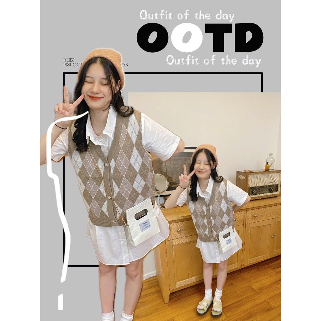 Áo Gile len hoạ tiết trám form rộng ulzzang - Made by Fiin