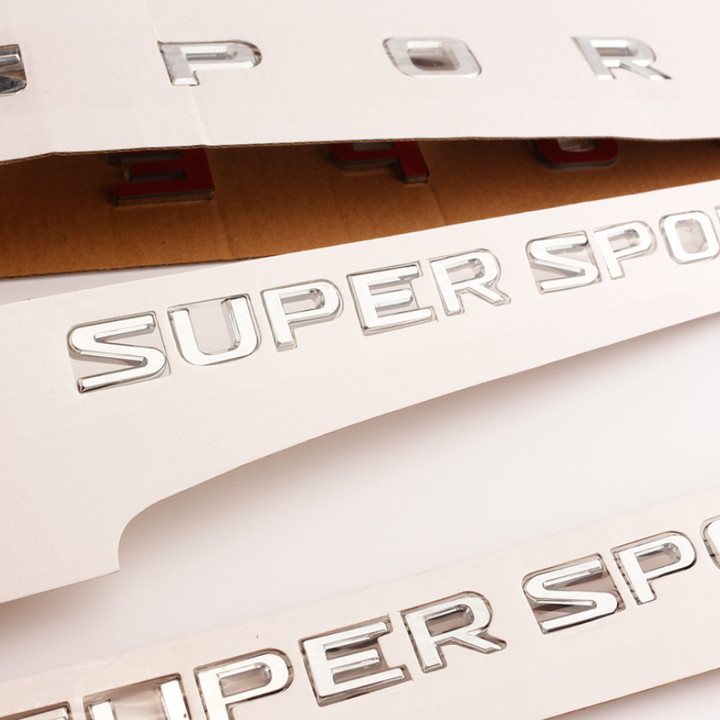 Bộ 3 decal tem chữ Super Sport dán đuôi xe và hông xe hơi, ô tô