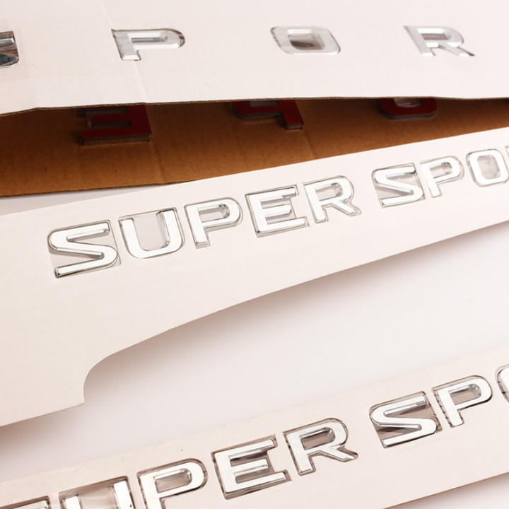 Bộ 3 Decal tem chữ Super Sport dán đuôi xe và hông xe ô tô LXSP
