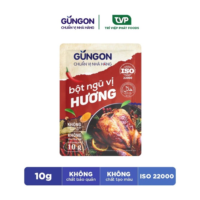 Bột ngũ vị hương GUNGON tẩm ướp thịt gà, bò chế biến các món xào, chiên, nướng gói 10g