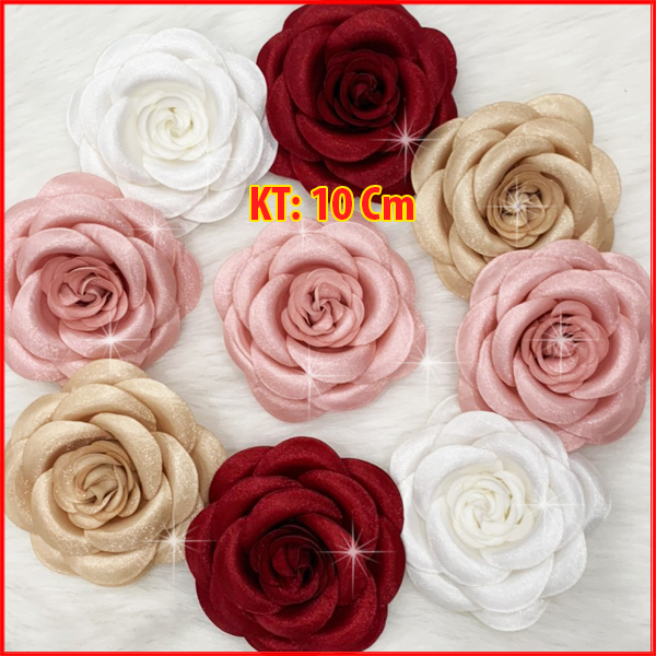 Tag Hoa Trà Lớn Cài Áo HANDMADE, Kiểu Cài Áo Hoa Có Ghim, Có Trâm Cài Áo Váy Màu Hồng, Trắng, Nâu Kích Thước 10 CM CH001