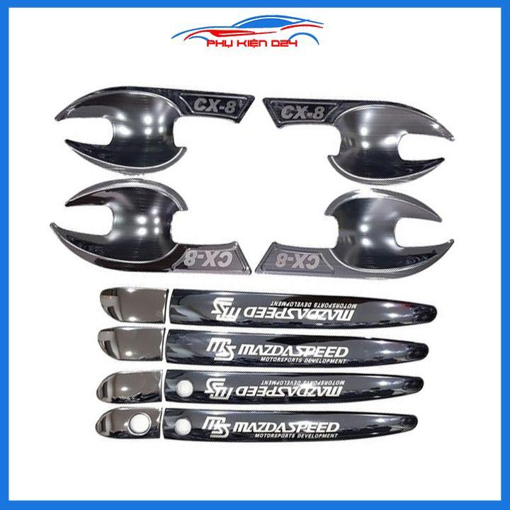 Ốp tay nắm hõm cửa chống trầy Mazda CX8 CX-8 2018-2019-2020-2021-2022 vân cacbon/titan/mạ crom bảo vệ cửa xe ô tô
