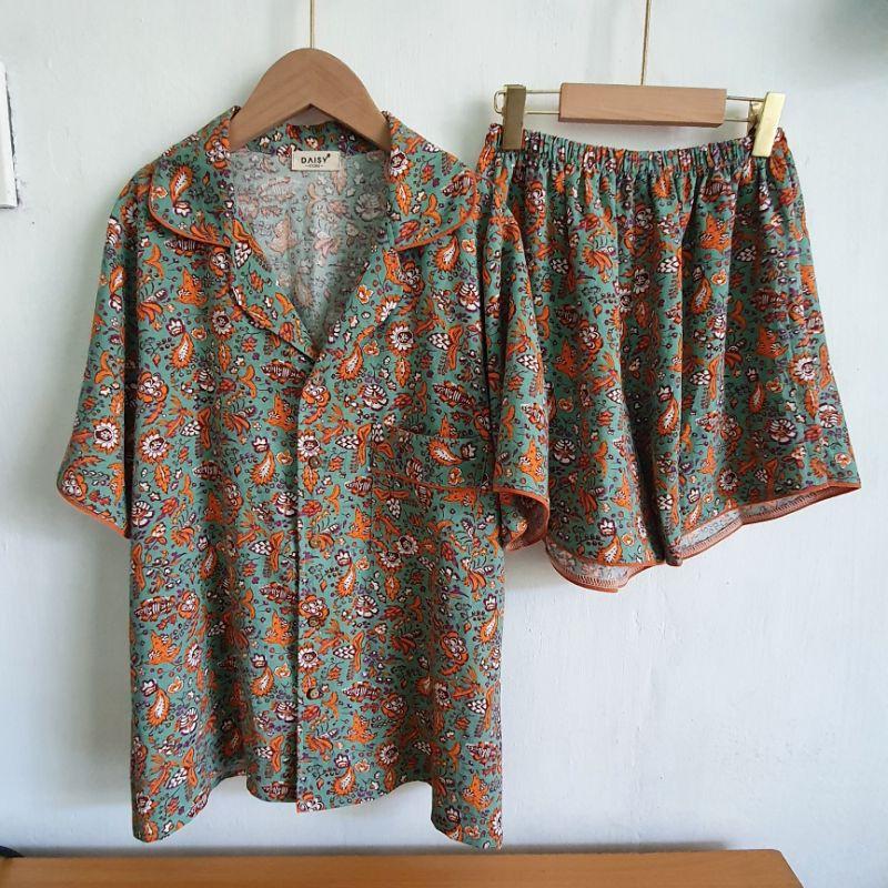 Pyjama đùi bông xanh