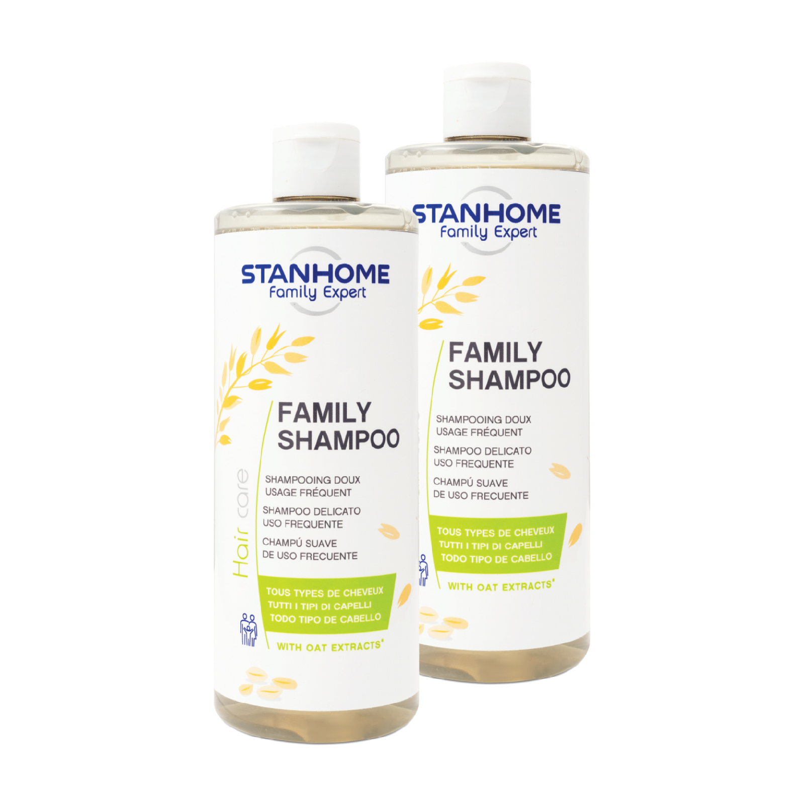 Combo 2 Dầu Gội Không Xà Phòng, Ph5 Với Tinh Chất Yến Mạch Family Shampoo Stanhome 400ml/chai- mẫu mới