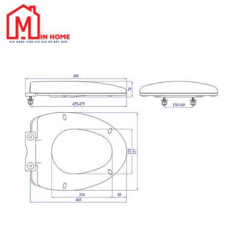 Nắp Bồn Cầu Rơi Êm Hùng Anh HA07 Cho Bồn Cầu Liền Khối Viglacera,Caesar,Long Hầu,Hảo Cảnh,Inax,...