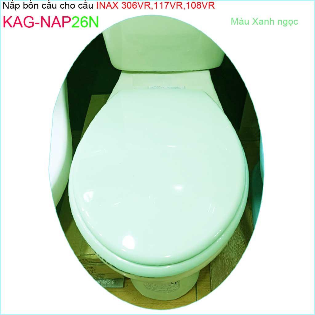 Nắp đậy bồn cầu Inax KAG-NAP26N cho C117, C306, C108, nắp bồn cầu 2 khối nhựa XANH NGỌC dày bóng đẹp