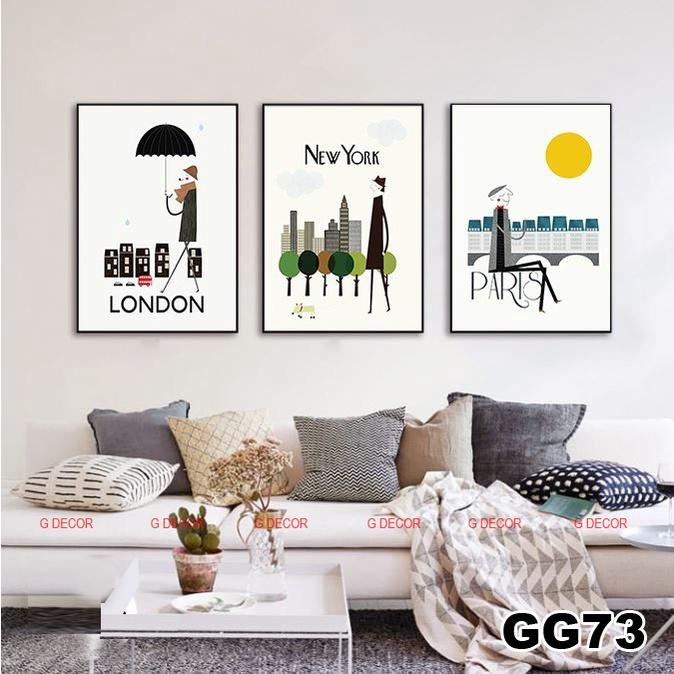 Tranh treo tường canvas 3 bức phong cách Bắc Âu 72, tranh biển trang trí phòng khách, phòng ngủ, phòng ăn, spa, store