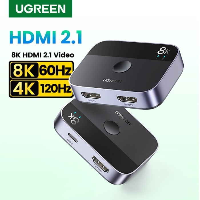 Bộ gộp HDMI 2 vào ra 1 UGREEN 90385 Chính Hãng 4K@120Hz x 8K@60Hz CM561 hàng chính hãng