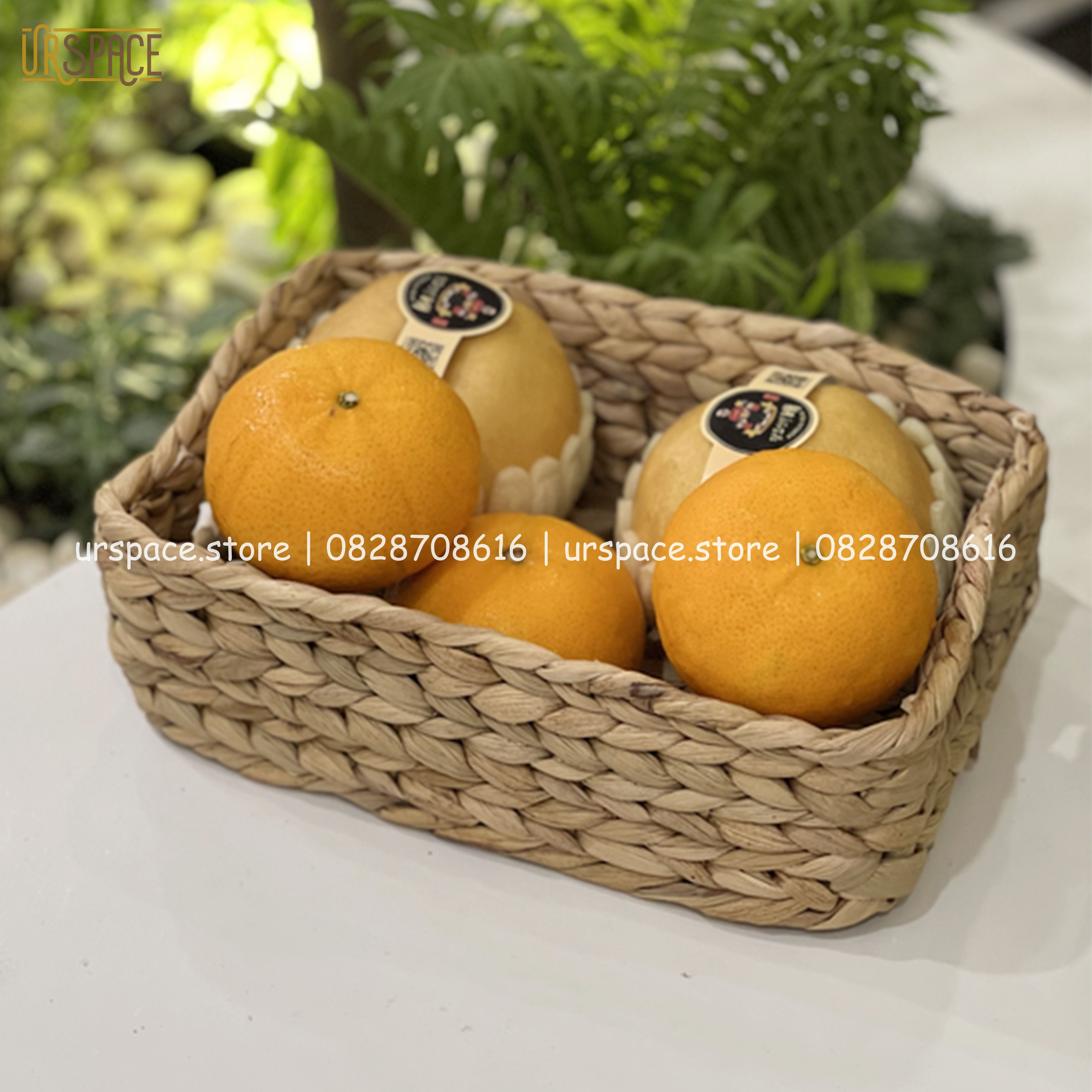 Giỏ đựng trái cây, bánh kẹo bằng lục bình thân thiện môi trường/ Hand-woven hyacinth storage tray