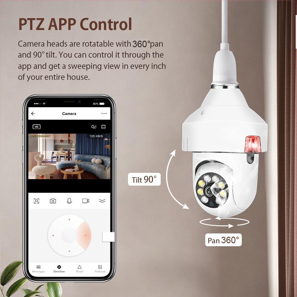 Camera Không Dây Báo Khói Báo Cháy Đàm Thoại 2 Chiều Hình Bóng Đèn,1080P, Phát Hiện Báo Động Chuyển Động, Xoay 360 Độ.